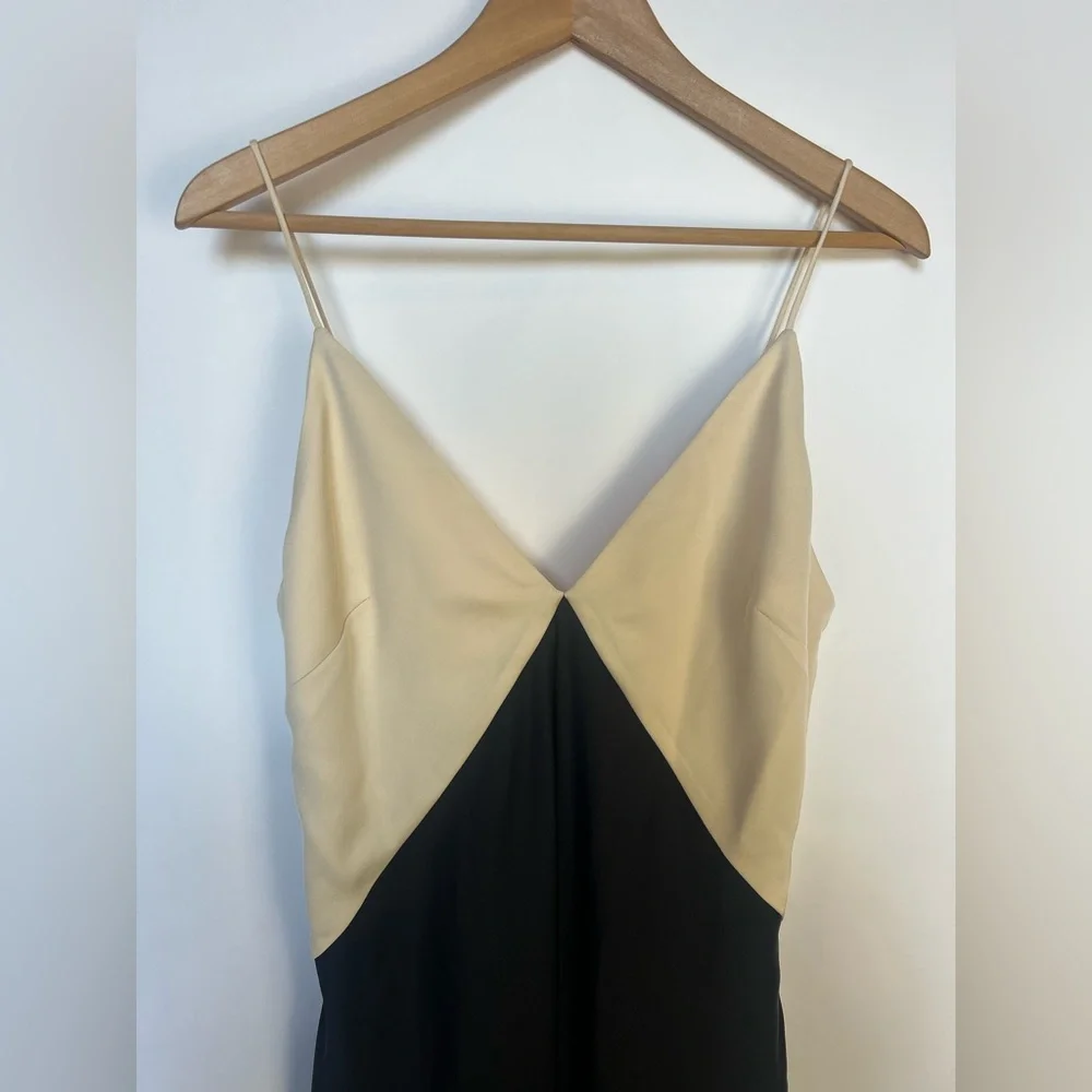 Mango Two-Tone Lingerie Maxi Dress Black Cream Colorblock NWT Size‎ M - Picture 9 of 13